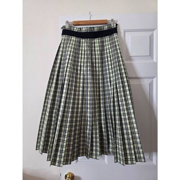 ADEAM Graf Skirt, check & Two Tone Pleated Navy Size 4 NWT $995 - Picture 8 of 10